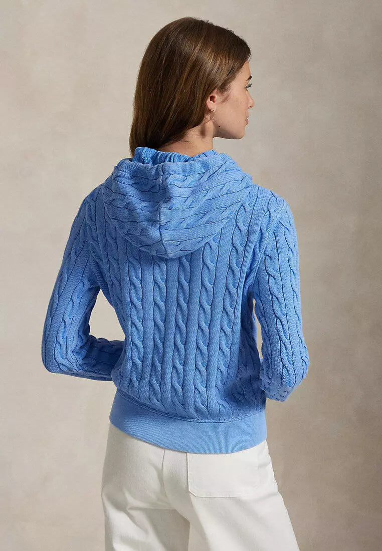 Cable-Knit Cotton Full-Zip Hoodie